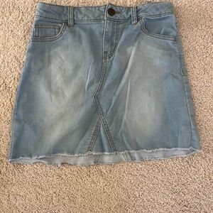 Cat & Jack Light Blue Denim Skirt with Frayed Edge